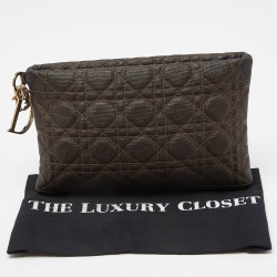 Pre Owned Dior Metallic Cannage Coated Canvas Panarea Clutch