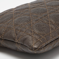 Pre Owned Dior Metallic Cannage Coated Canvas Panarea Clutch