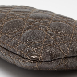 Pre Owned Dior Metallic Cannage Coated Canvas Panarea Clutch