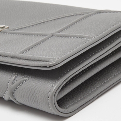 Pre Owned Dior Grey Leather Diorama Wallet on Chain