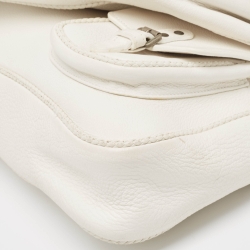 Pre Owned Dior White Leather Limited Edition 0118 Gaucho Alpine Saddle Bag