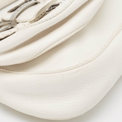 Pre Owned Dior White Leather Limited Edition 0118 Gaucho Alpine Saddle Bag