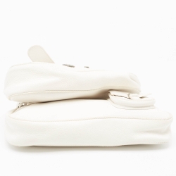 Pre Owned Dior White Leather Limited Edition 0118 Gaucho Alpine Saddle Bag