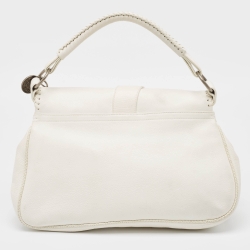 Pre Owned Dior White Leather Limited Edition 0118 Gaucho Alpine Saddle Bag