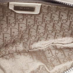 Pre Owned Dior White Leather Limited Edition 0118 Gaucho Alpine Saddle Bag