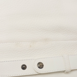 Pre Owned Dior White Leather Limited Edition 0118 Gaucho Alpine Saddle Bag