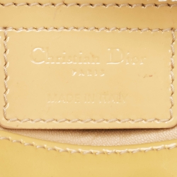 Pre Owned Dior Yellow Cannage Patent Leather Medium Lady Dior Tote