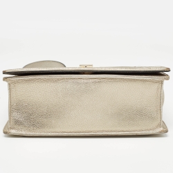 Pre Owned Dior Gold Leather Medium Diorama Flap Shoulder Bag