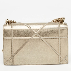 Pre Owned Dior Gold Leather Medium Diorama Flap Shoulder Bag