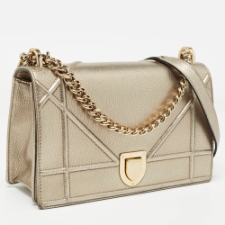 Pre Owned Dior Gold Leather Medium Diorama Flap Shoulder Bag