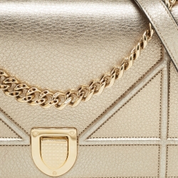 Pre Owned Dior Gold Leather Medium Diorama Flap Shoulder Bag