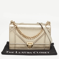 Pre Owned Dior Gold Leather Medium Diorama Flap Shoulder Bag