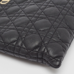Pre Owned Dior Black Cannage Leather Large Caro Daily Pouch