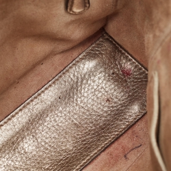 Pre Owned Dior Gold Cannage Leather Small Soft Lady Dior Tote