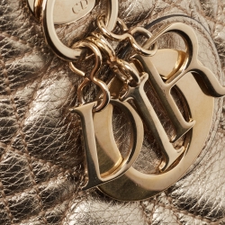 Pre Owned Dior Gold Cannage Leather Small Soft Lady Dior Tote