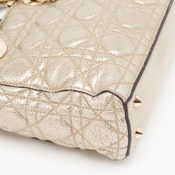 Pre Owned Dior Gold Cannage Leather Small Soft Lady Dior Tote