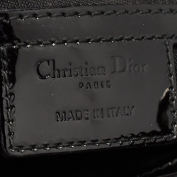 Pre Owned Dior Black Cannage Patent Leather Medium Lady Dior Tote