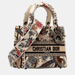 Dior Beige/Brown Medium Jardin d'Hiver Lady D-Lite Bag