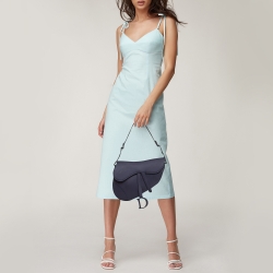 Pre Owned Dior Navy Blue Ultra Matte Leather Saddle Bag