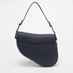 Pre Owned Dior Navy Blue Ultra Matte Leather Saddle Bag