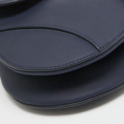 Pre Owned Dior Navy Blue Ultra Matte Leather Saddle Bag