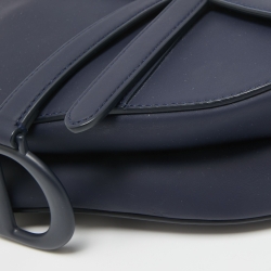 Pre Owned Dior Navy Blue Ultra Matte Leather Saddle Bag