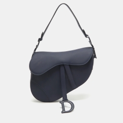 Pre Owned Dior Navy Blue Ultra Matte Leather Saddle Bag