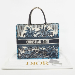 Pre Owned حقيبة يد توتس ديوربوك تول دو جوي كانفاس مطرز وردي/أبيض كبيرة