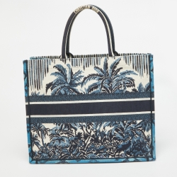 Pre Owned حقيبة يد توتس ديوربوك تول دو جوي كانفاس مطرز وردي/أبيض كبيرة