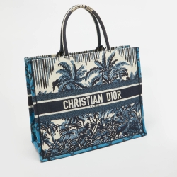 Pre Owned حقيبة يد توتس ديوربوك تول دو جوي كانفاس مطرز وردي/أبيض كبيرة