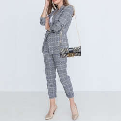 Pre Owned Dior Navy Blue Oblique Canvas and Leather 30 Montaigne Chain Clutch