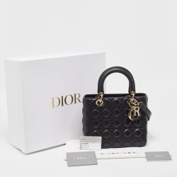 Dior Black Cannage Leather Medium Lady Dior Tote