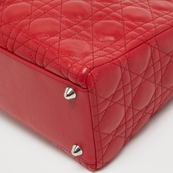 مملوكة مسبقًا Dior Red Cannage Leather Large Lady Dior Tote