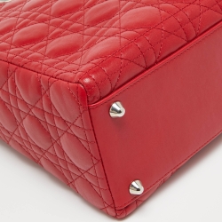 مملوكة مسبقًا Dior Red Cannage Leather Large Lady Dior Tote