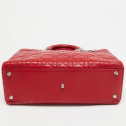 مملوكة مسبقًا Dior Red Cannage Leather Large Lady Dior Tote