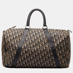 Pre Owned Dior Brown Canvas Oblique Large Boston Bag