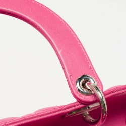 Pre Owned Dior Bright Pink Cannage Leather Large Lady Dior Tote