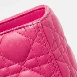 Pre Owned Dior Bright Pink Cannage Leather Large Lady Dior Tote