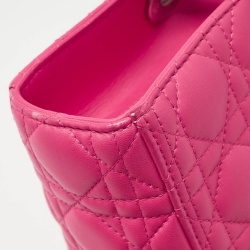 Pre Owned Dior Bright Pink Cannage Leather Large Lady Dior Tote