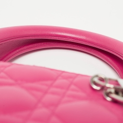 Pre Owned Dior Bright Pink Cannage Leather Large Lady Dior Tote