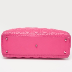 Pre Owned Dior Bright Pink Cannage Leather Large Lady Dior Tote