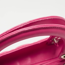 Pre Owned Dior Bright Pink Cannage Leather Large Lady Dior Tote