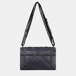Dior Black Leather Medium Studded Diorama Shoulder Bag