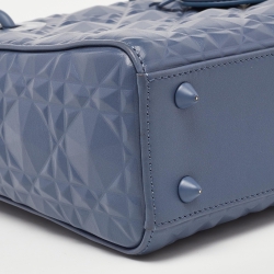 Pre Owned Dior Blue Diamond Cannage Leather Small Lady Dior Tote