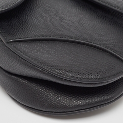 Pre Owned Dior Black Leather Mini Saddle Bag