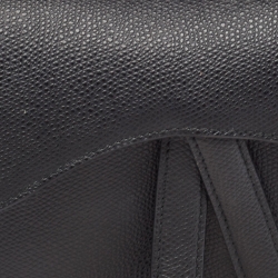 Pre Owned Dior Black Leather Mini Saddle Bag