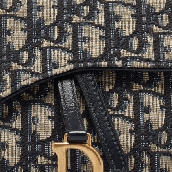 مملوكة مسبقًا محفظة بسلسلة ديور سادل جلد وكانفاس أوبليك عنابية