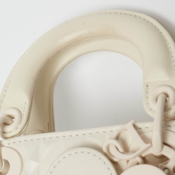 Pre Owned Dior White Diamond Cannage Leather Micro Lady Dior Tote