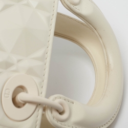 Pre Owned Dior White Diamond Cannage Leather Micro Lady Dior Tote