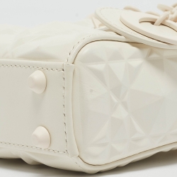 Pre Owned Dior White Diamond Cannage Leather Micro Lady Dior Tote